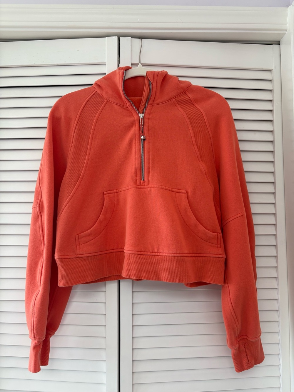 lululemon athletica Coral-Orange Cropped Half-Zip Hoodie